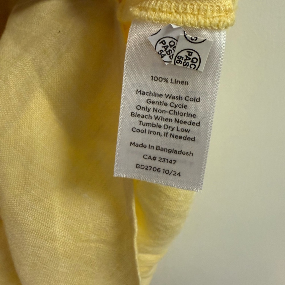 NWT Talbots Yellow 100% Linen Shirtdress Size L - Picture 7 of 8
